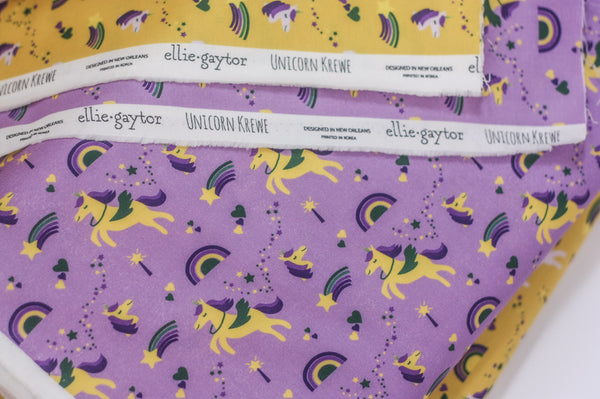 Fabric: Mardi Gras Krewe of Unicorns (Yellow) | 100% Cotton Woven