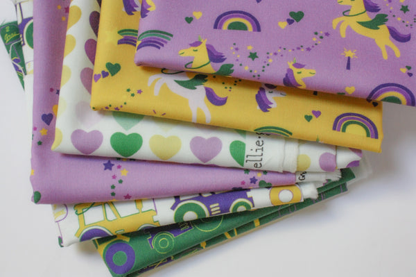 Fabric: Mardi Gras Krewe of Unicorns (Yellow) | 100% Cotton Woven