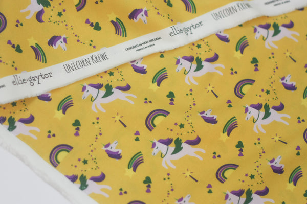 Fabric: Mardi Gras Krewe of Unicorns (Yellow) | 100% Cotton Woven