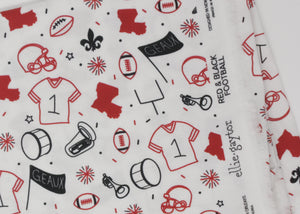 Louisiana Spirit: Red and Black Football Fabric