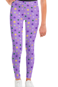 Mardi Gras Leggings: Lavender Stars