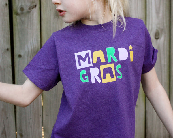 Kids' Mardi Gras T-shirt: Purple