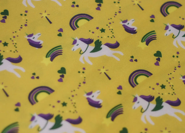 Fabric: Mardi Gras Krewe of Unicorns (Yellow) | 100% Cotton Woven